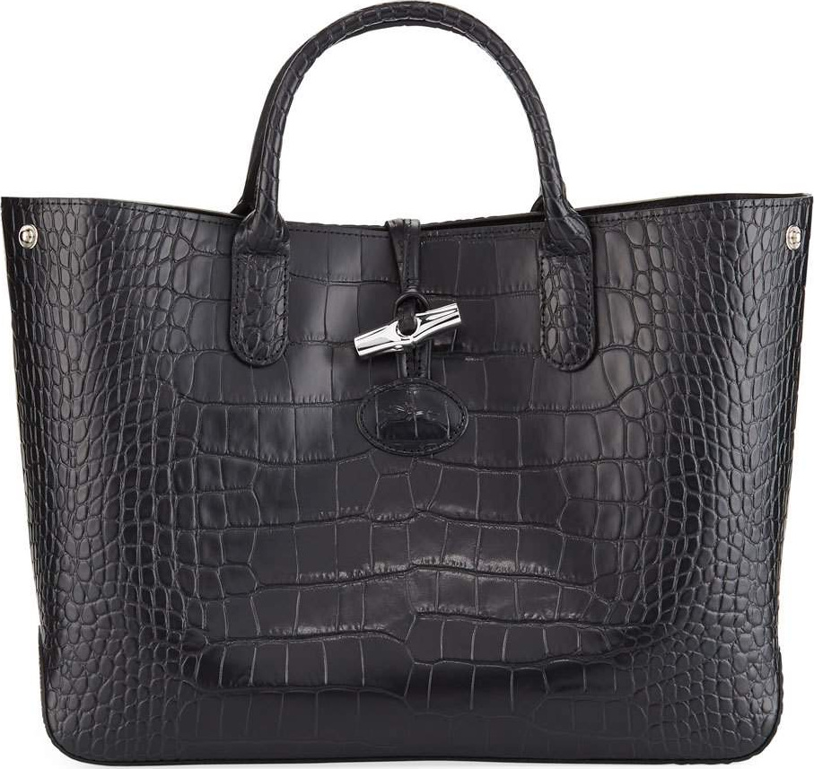 Longchamp Roseau Croco Medium Tote Bag