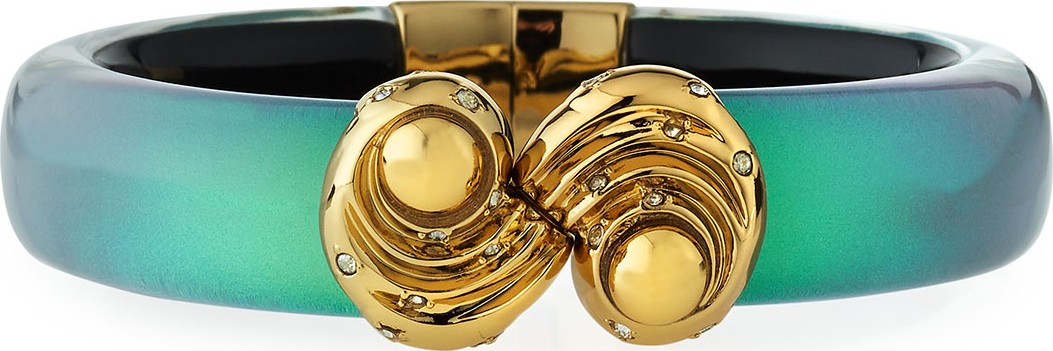 Alexis Bittar Crystal-Studded Shell-Cap Bracelet