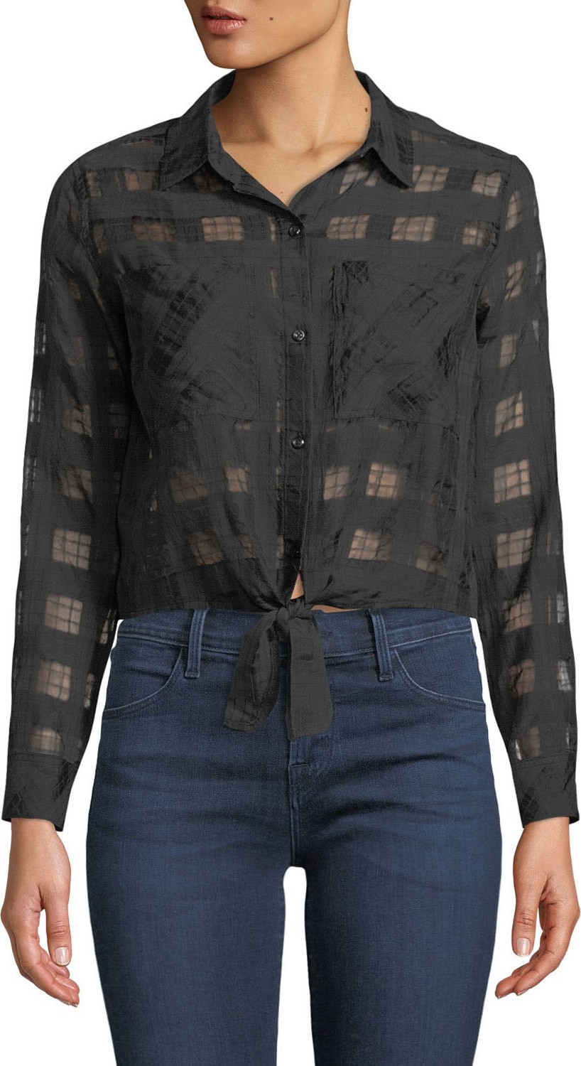 RAILS Kelsey Cropped Tie-Front Check Shirt