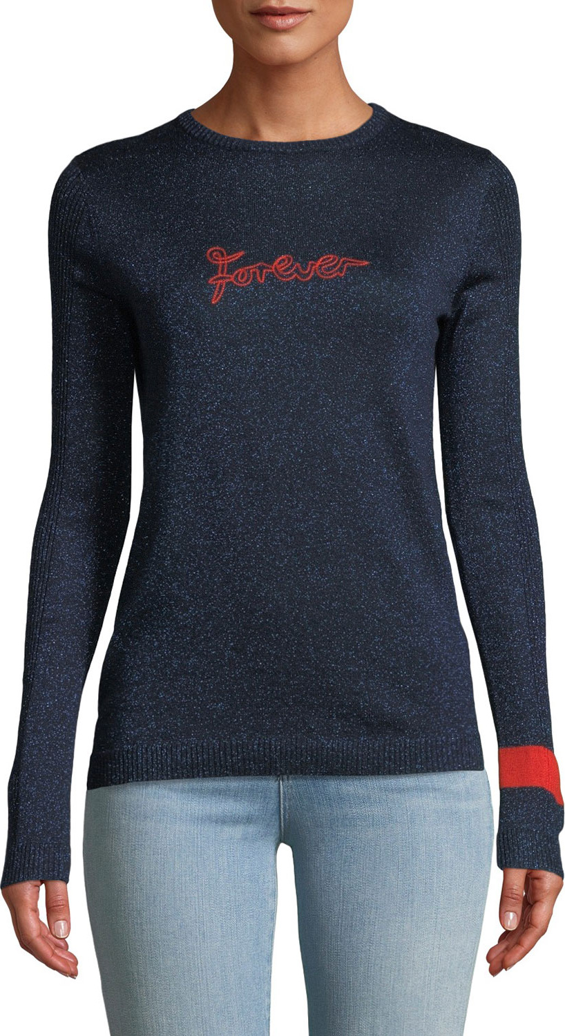 Bella Freud Forever Embroidered Metallic Pullover Sweater