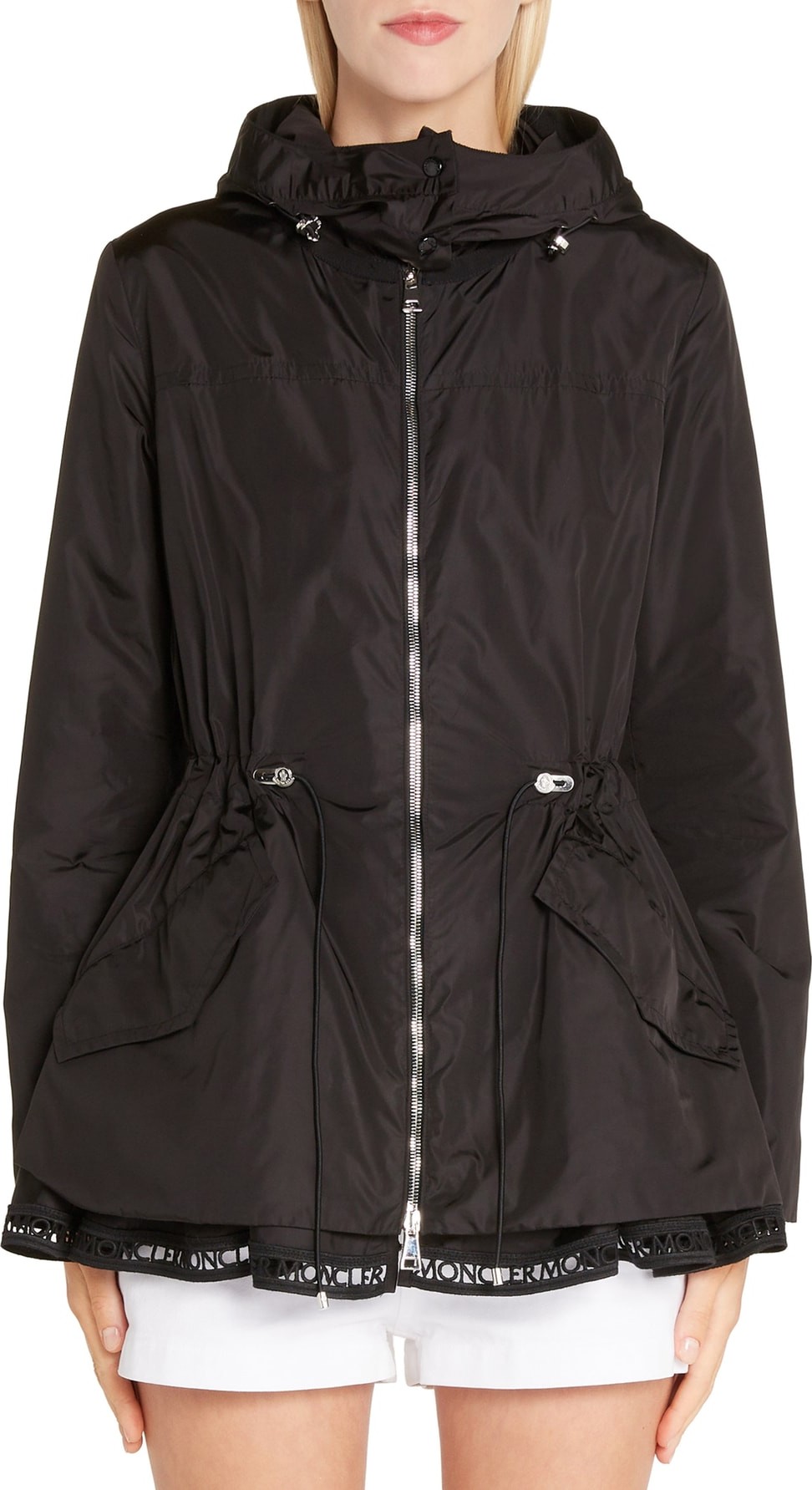 Moncler Loty Cinch Waist Rain Jacket