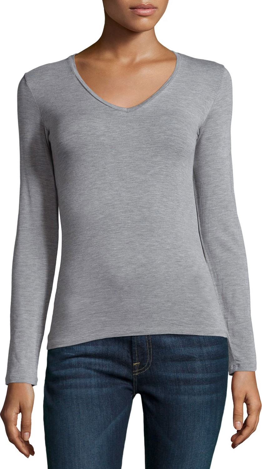 Majestic Soft Touch Long-Sleeve V-Neck Tee