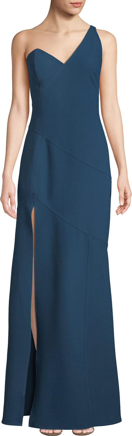 Cinq A Sept Giovanna One-Shoulder High-Slit Gown