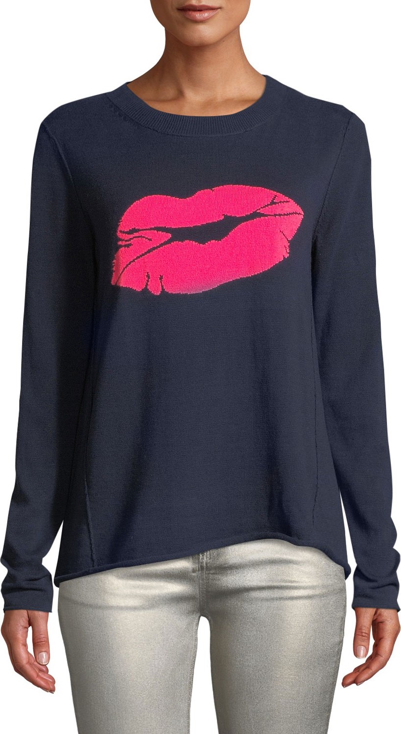Lisa Todd Pucker Up Long-Sleeve Crewneck Cotton Sweater