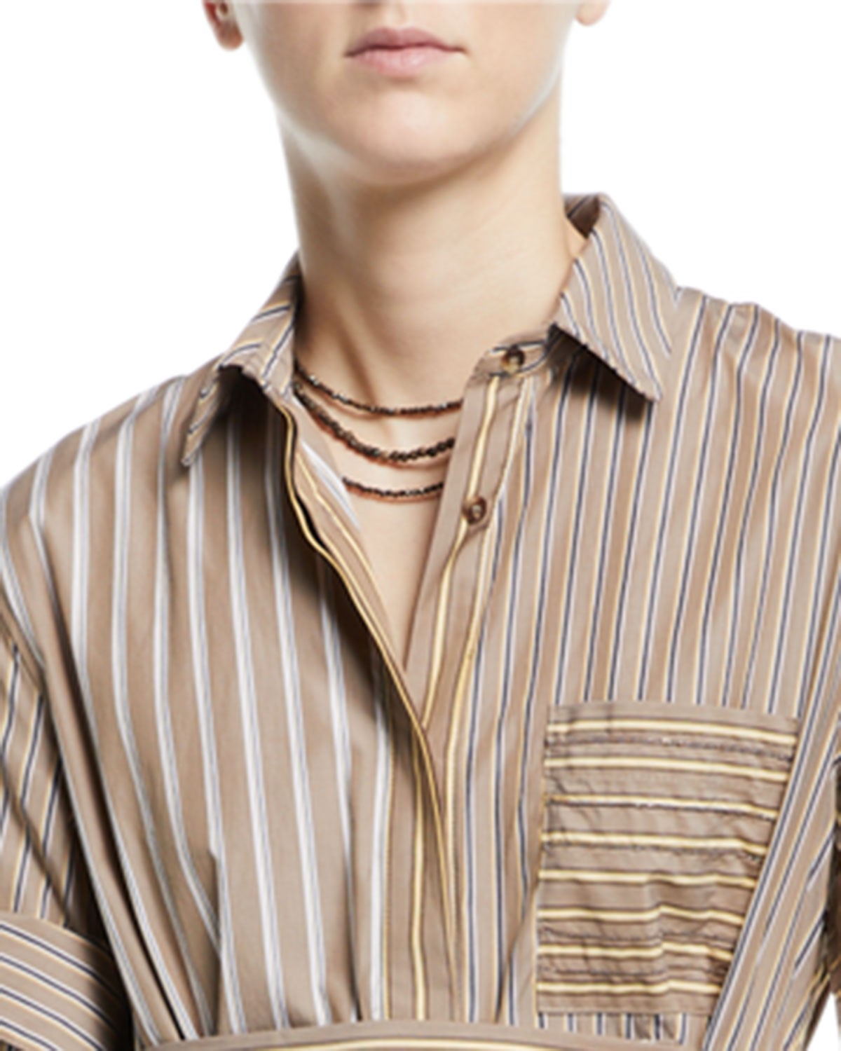 Brunello Cucinelli Wood & Hematite Wrap Bracelet Necklace