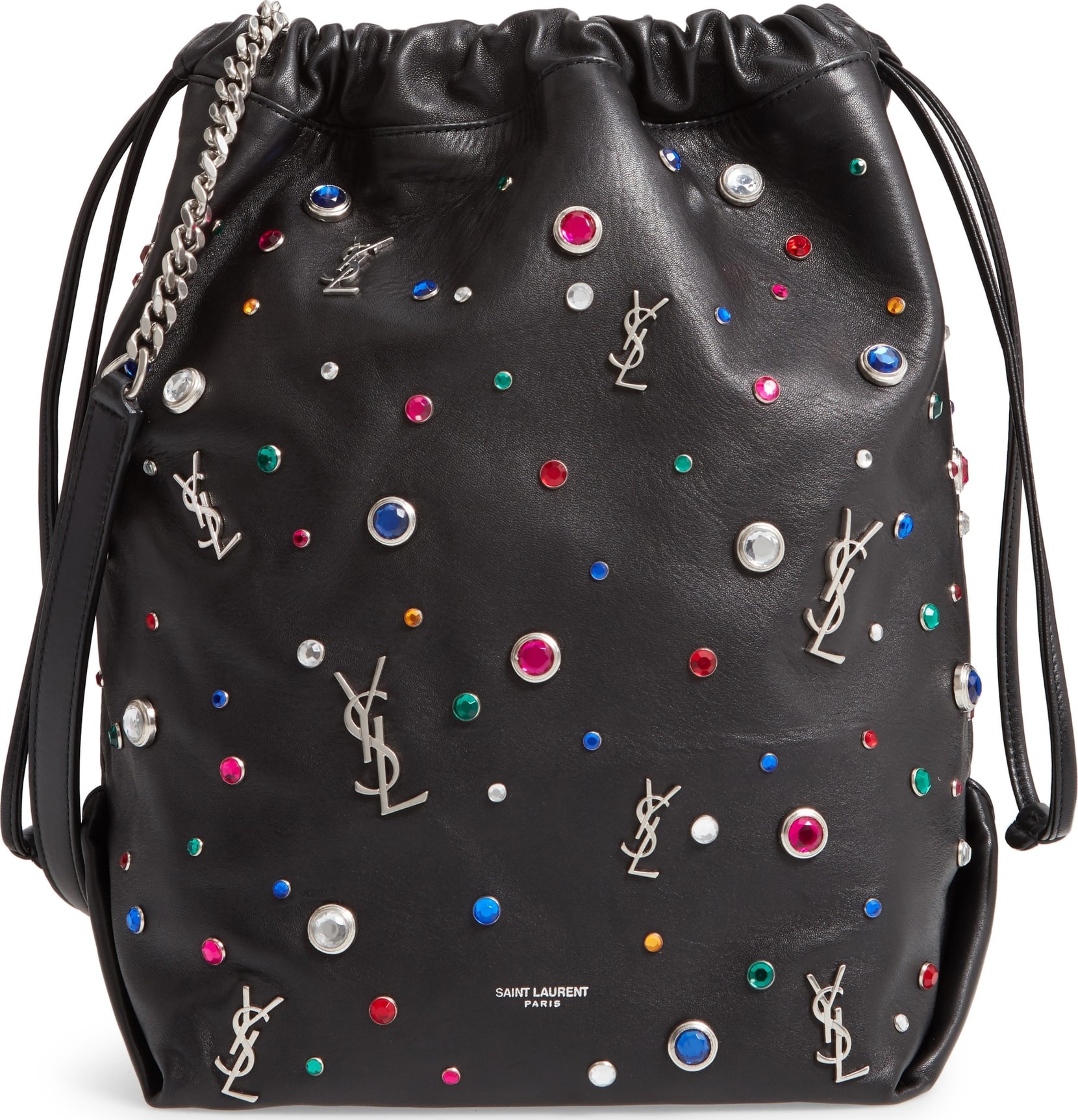 Saint Laurent Teddy Studded Leather Bucket Bag