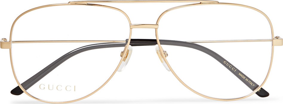 Gucci Aviator-Style Gold-Tone Optical Glasses