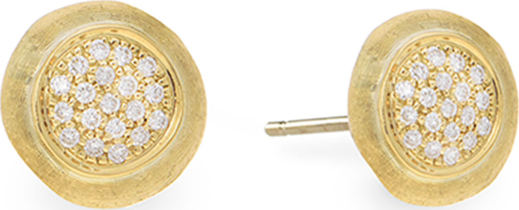 Marco Bicego Unico 18k Yellow Gold Stud Earrings w/ Pavé Diamonds
