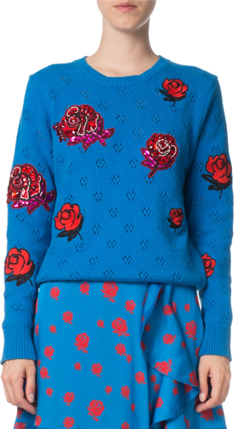 KENZO Long-Sleeve Graphic Knit Sweater Top