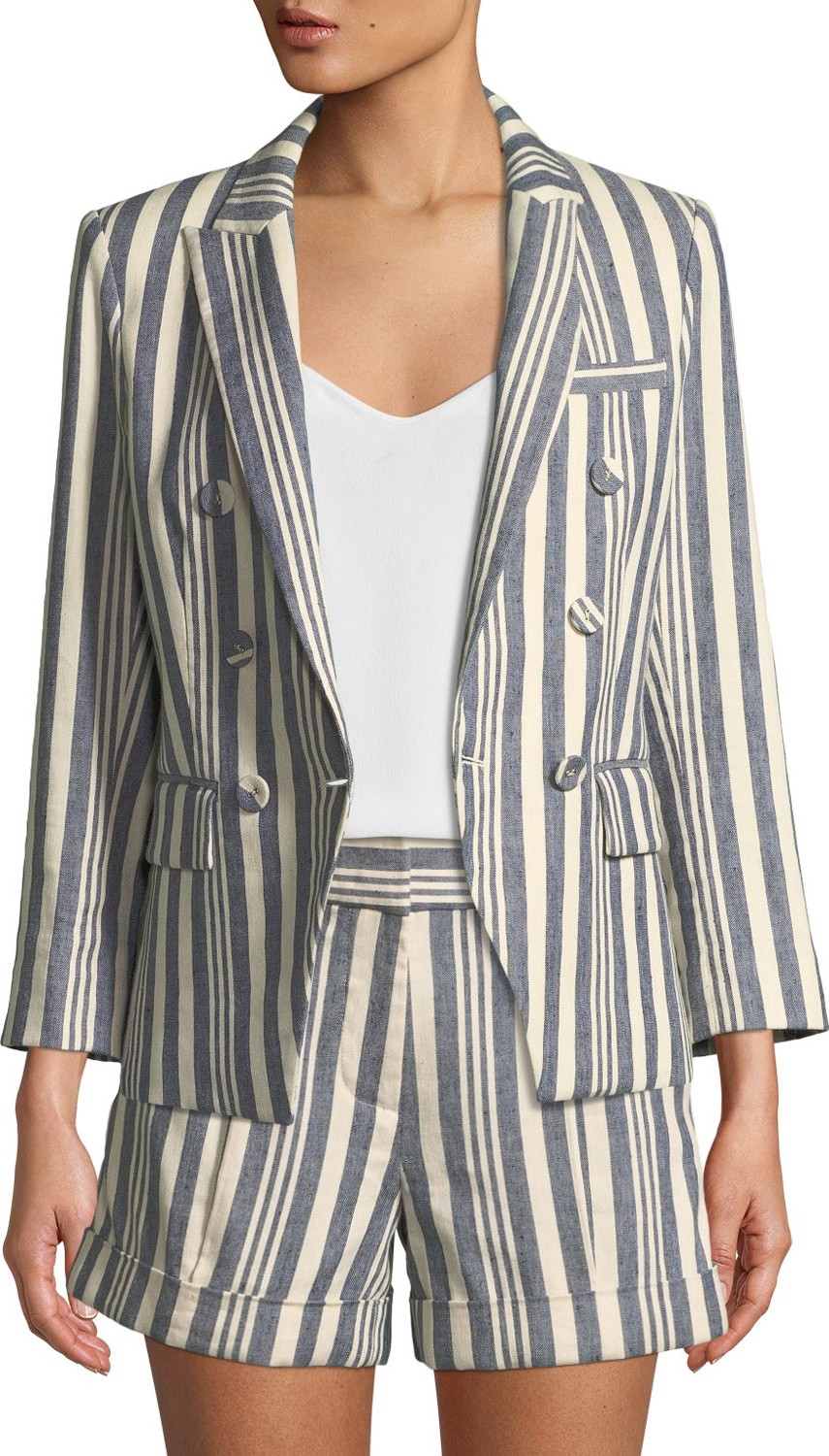 Veronica Beard Geneva Striped Double-Breasted Jacket