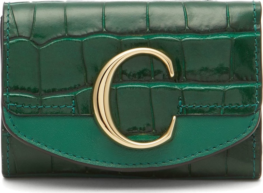 Chloe The C logo crocodile-effect leather wallet