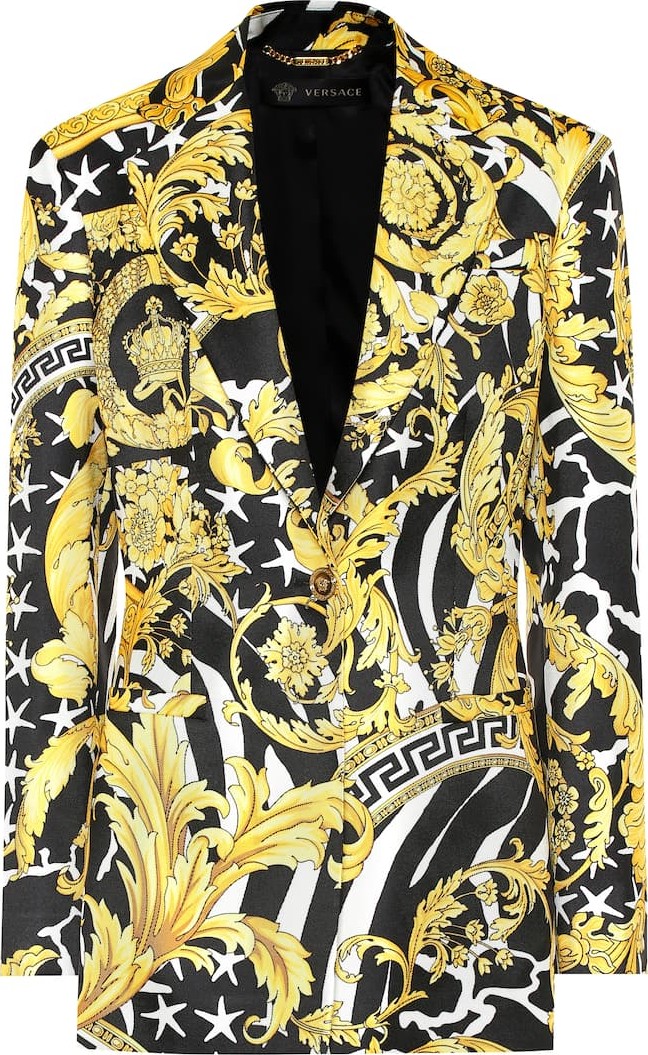 Versace Printed silk twill blazer
