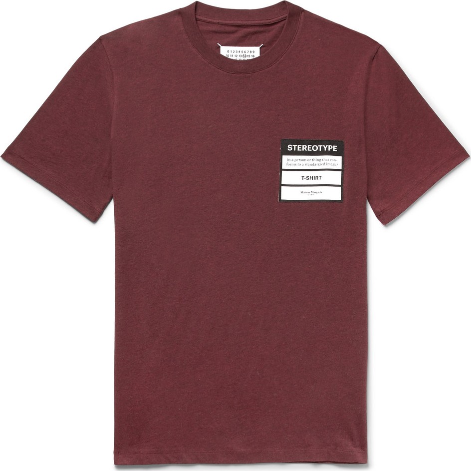 Maison Margiela Logo-Appliquéd Mélange Cotton-Jersey T-Shirt
