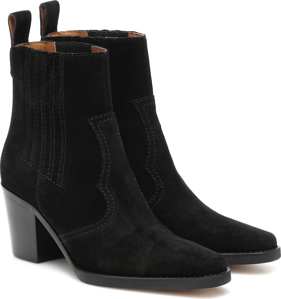 Ganni Western suede ankle boots