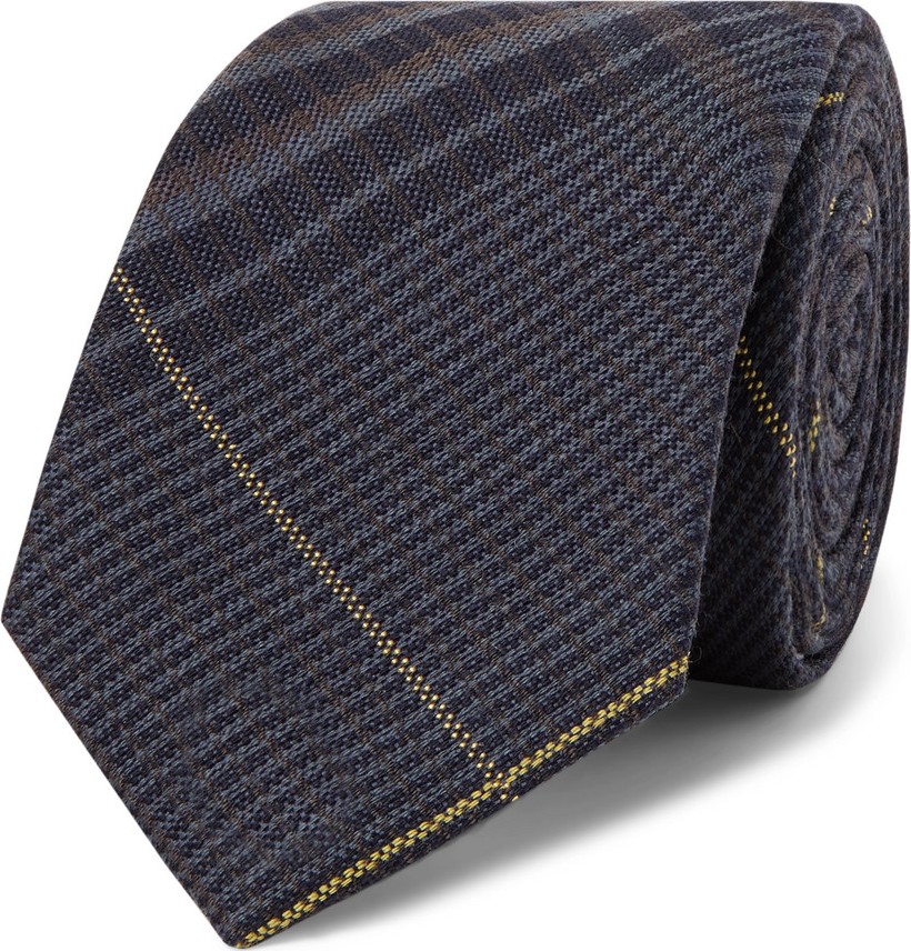 Berluti 7cm Checked Wool and Mulberry Silk-Blend Tie