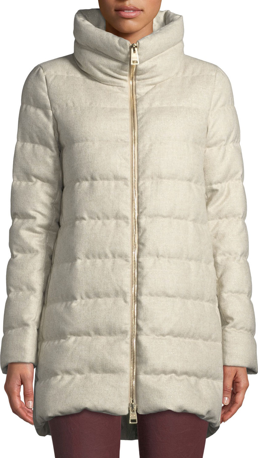 Herno Metallic Cashmere/Silk Puffer Coat