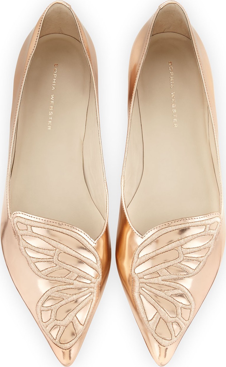 Sophia Webster Bibi Butterfly Embroidered Flat, Gold