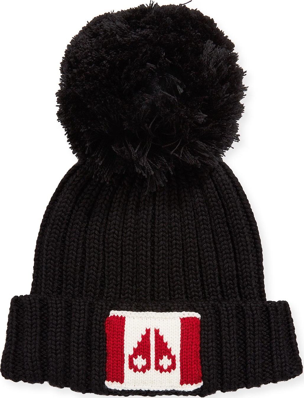 Moose Knuckles Canada Flag Beanie Hat w/ Pompom
