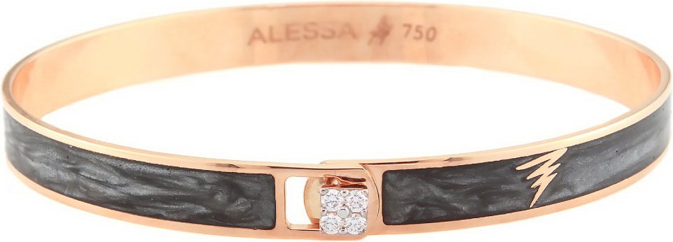 Alessa Jewelry Spectrum 18k Rose Gold Paint & Diamond Bangle, Gray, Size 18