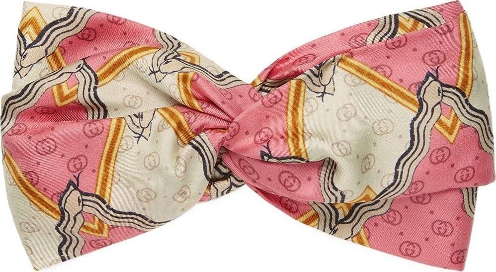 Gucci Silk headband with snake rhombus print