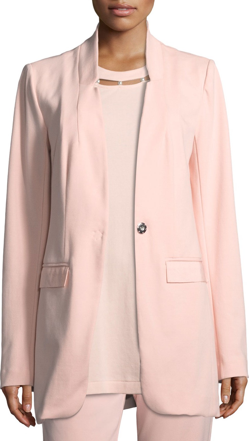 Joan Vass Boyfriend Blazer w/ Grosgrain Detail