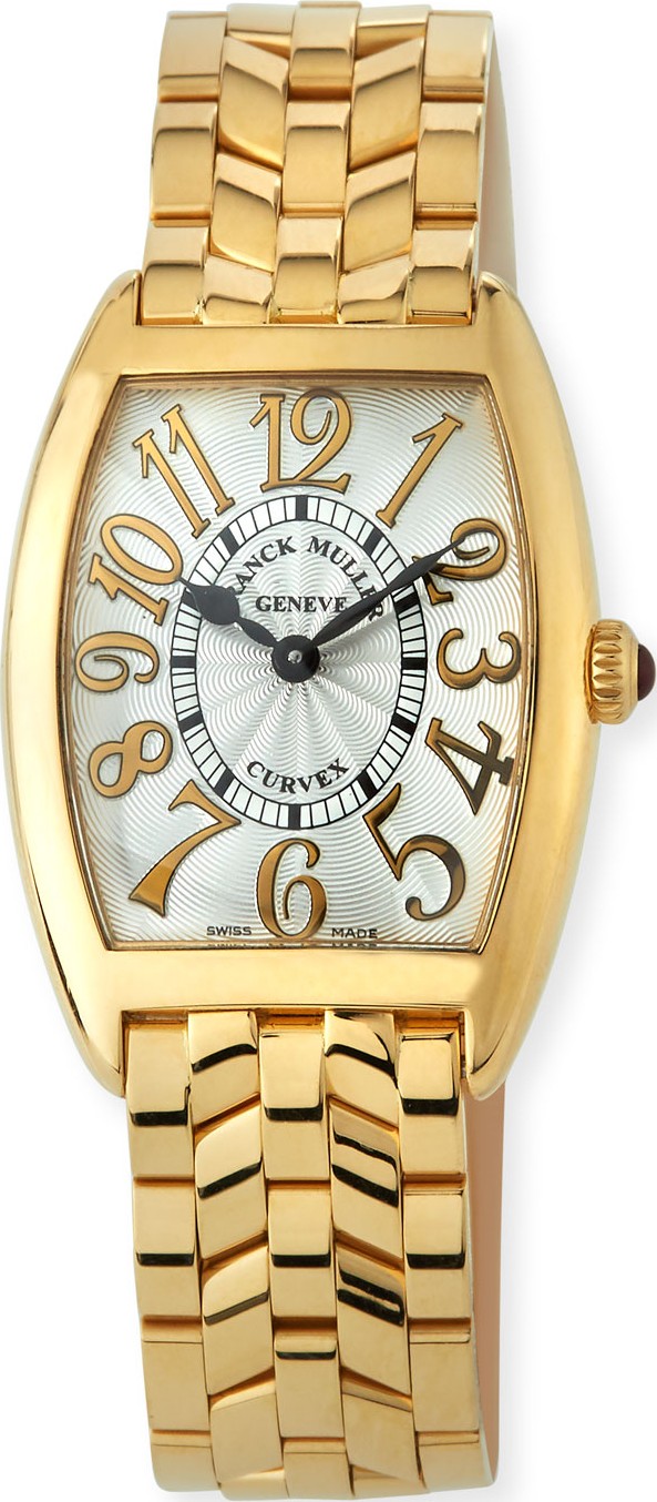 Franck Muller Cintree Curvex 18k Gold Bracelet Watch, Gold/White