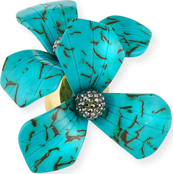 Lele Sadoughi Trillium Bouquet Ring  Turquoise  Size 7