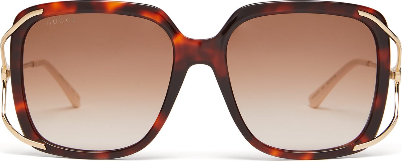 Gucci Oversized square tortoiseshell-acetate sunglasses