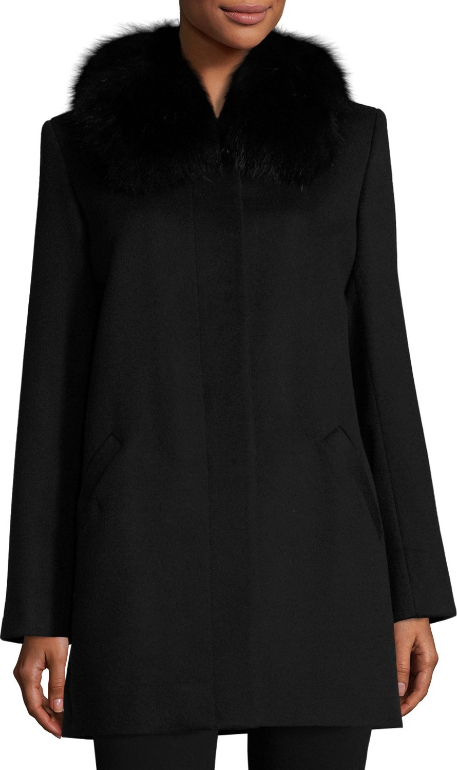 Sofia Cashmere LS FUR CLR CVRD PLKT CAR COA