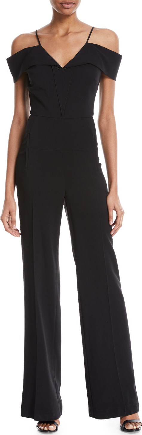 Roland Mouret Off-the-Shoulder Wide-Leg Jumpsuit with Rope Strap