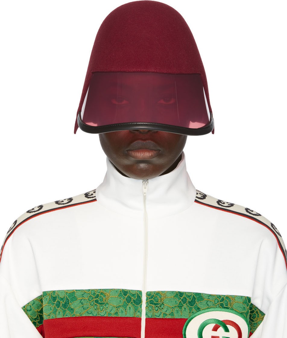 Gucci Red Felt Visor Cap