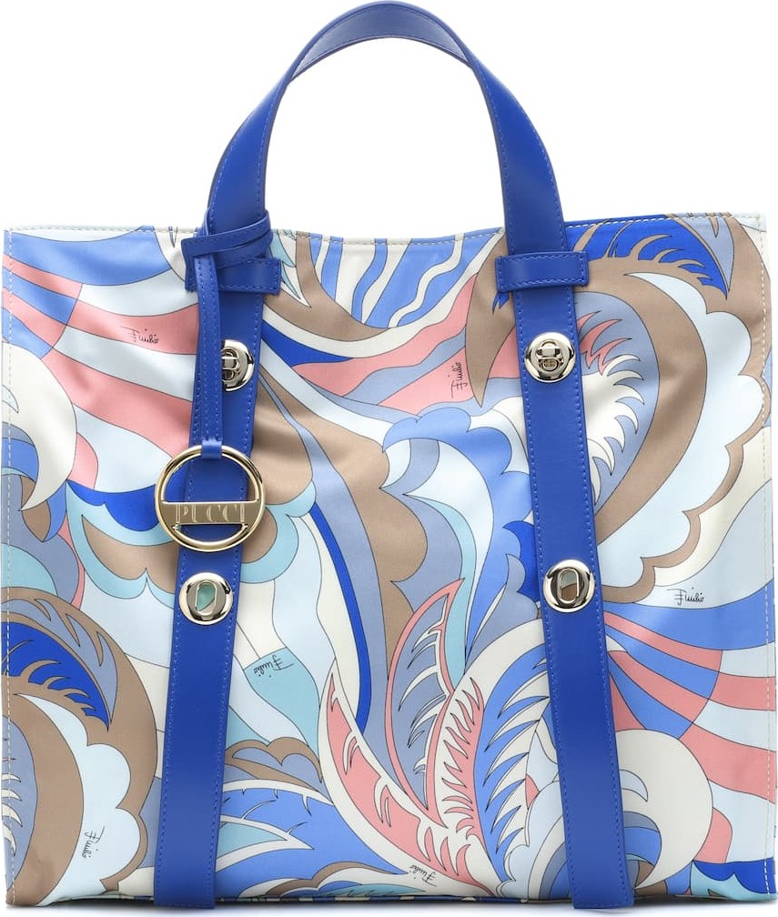 Emilio Pucci Large leather-trimmed twill tote