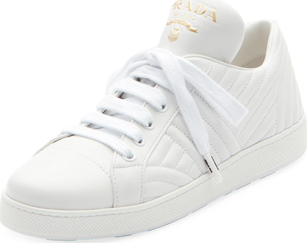 Prada Quilted Leather Lace-Up Sneakers