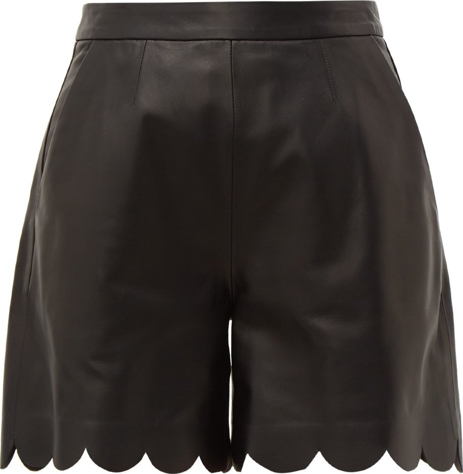 RED Valentino Scalloped-hem leather shorts
