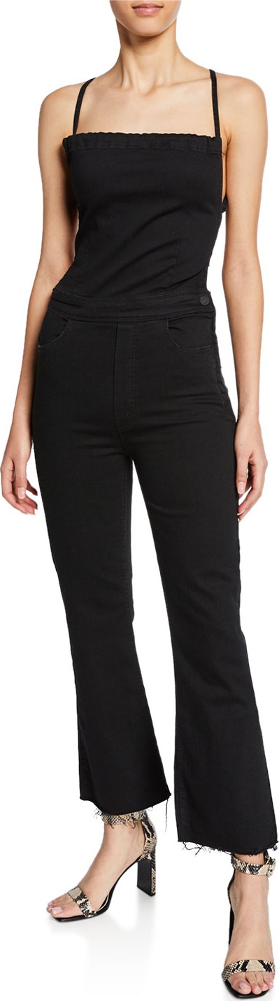 MOTHER The Tie-Back Hustler Ankle Fray Jumpsuit
