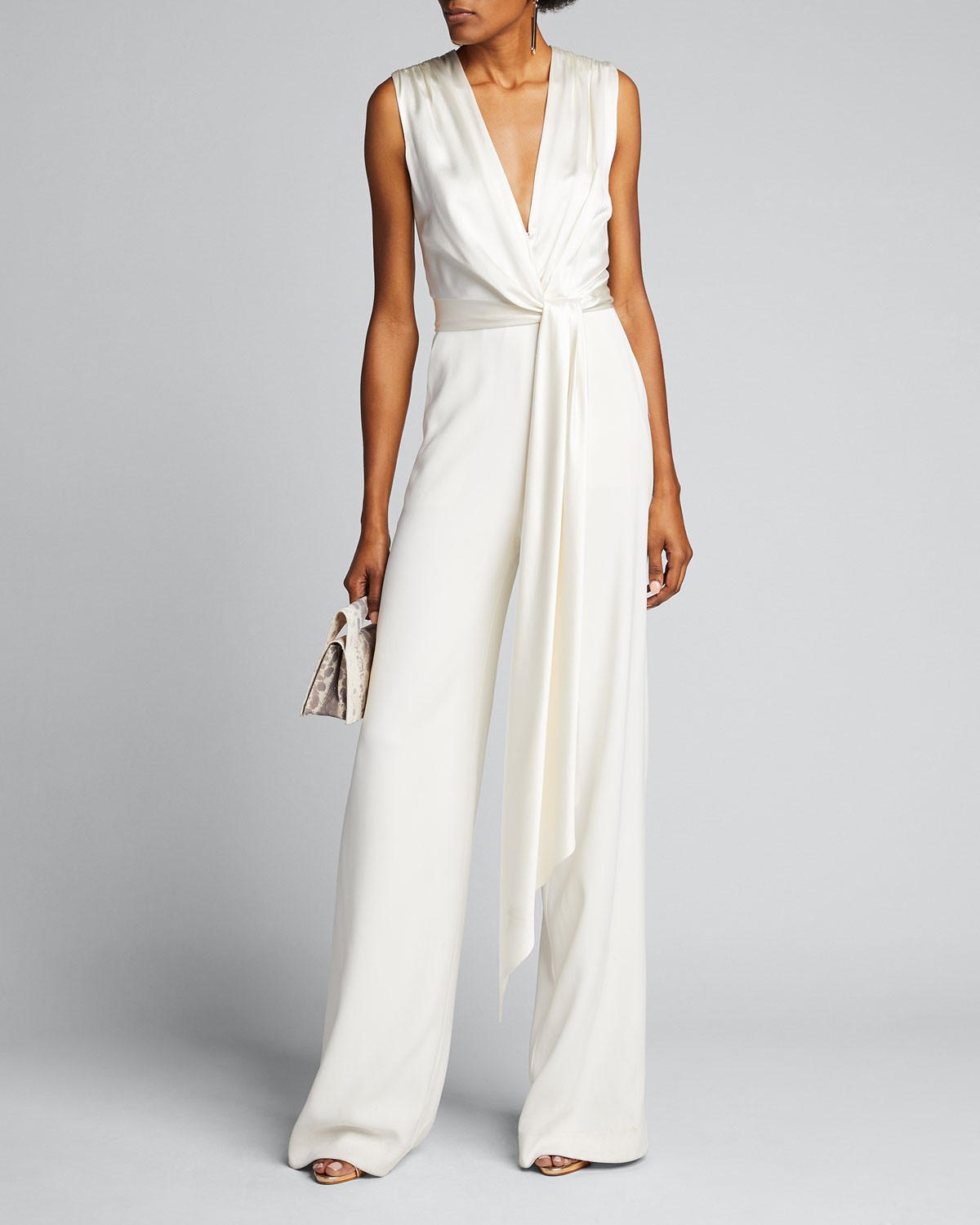 Jonathan Simkhai Satin Combo Wrap Jumpsuit