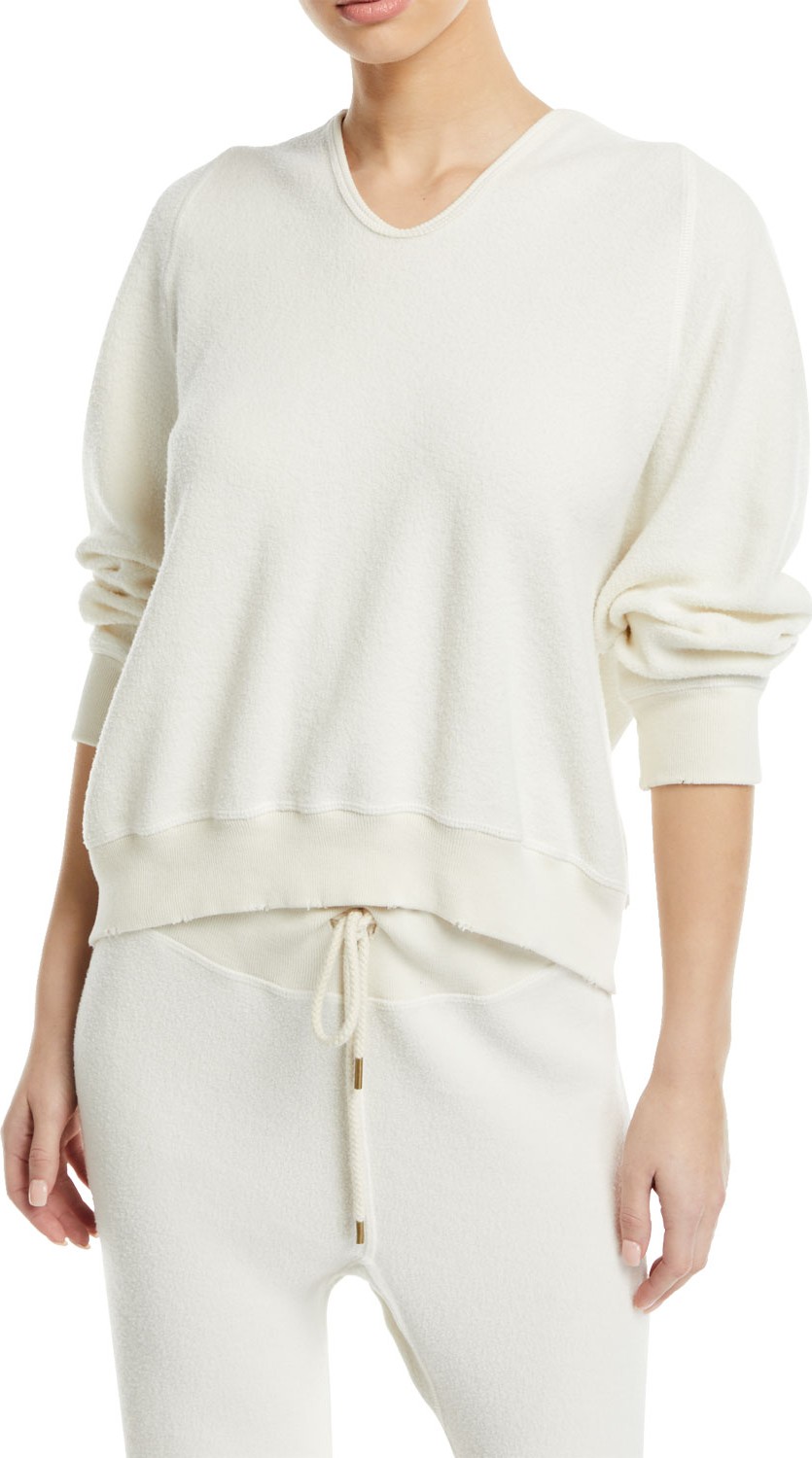 THE GREAT. The Notch Cropped Pullover Hoodie