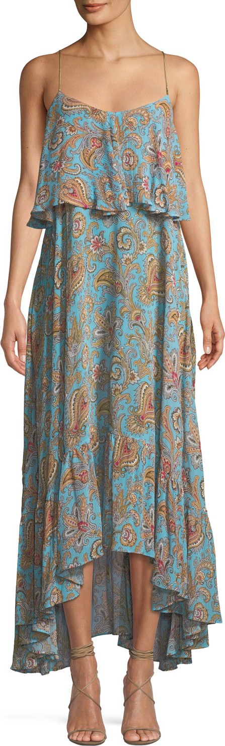 Etro Tiered Viscose Ruffle Sleeveless Midi Dress