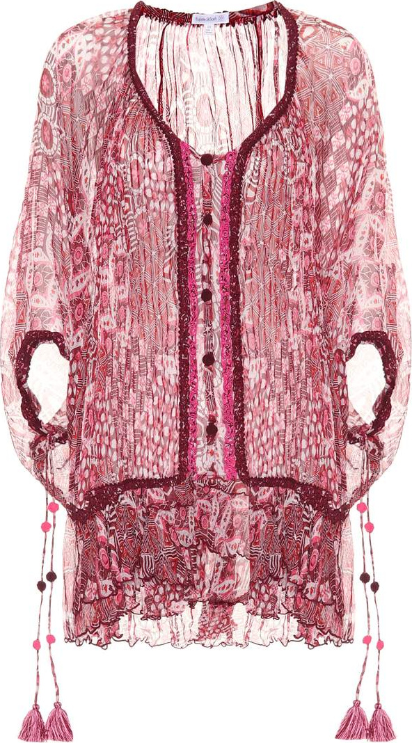 Poupette St Barth Bety printed silk poncho dress