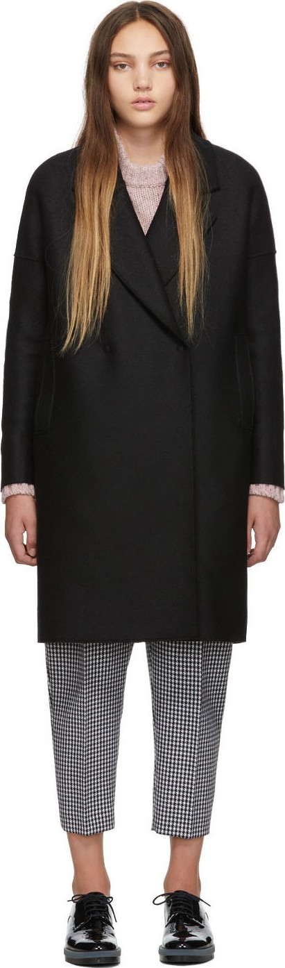 Harris Wharf London Black Oversized Fitted Coat