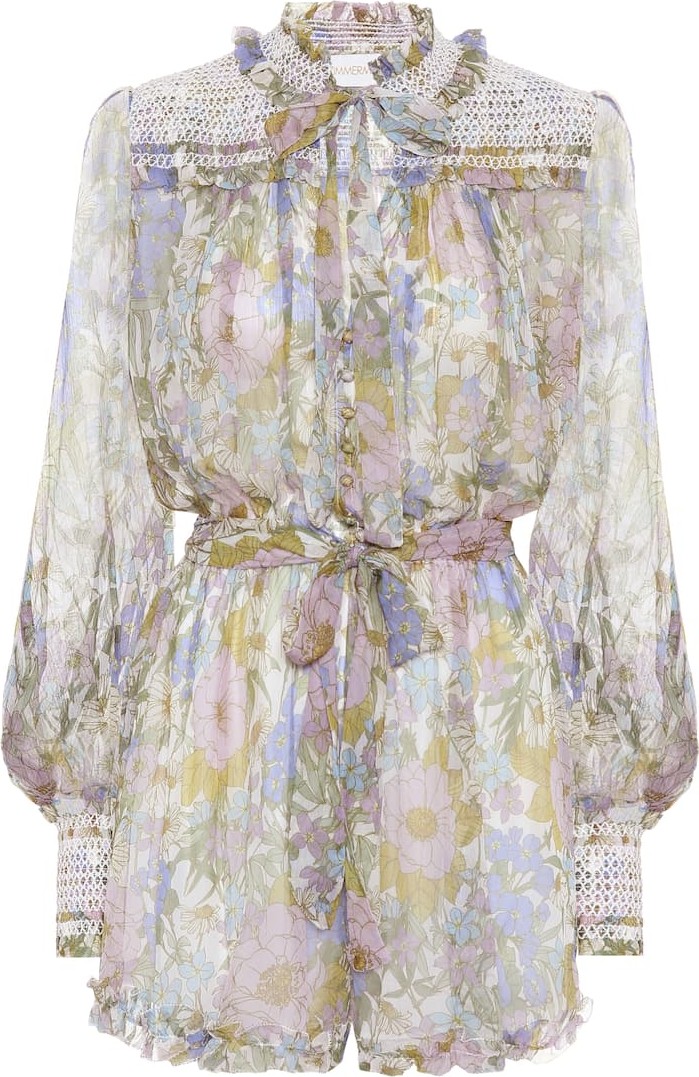 Zimmermann Super Eight floral silk playsuit