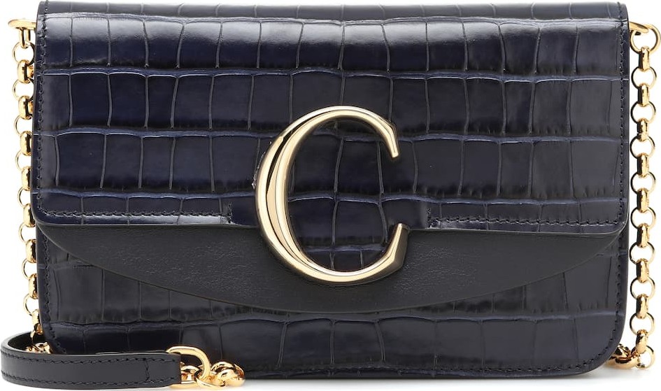 Chloe Chloé C croc-effect leather clutch