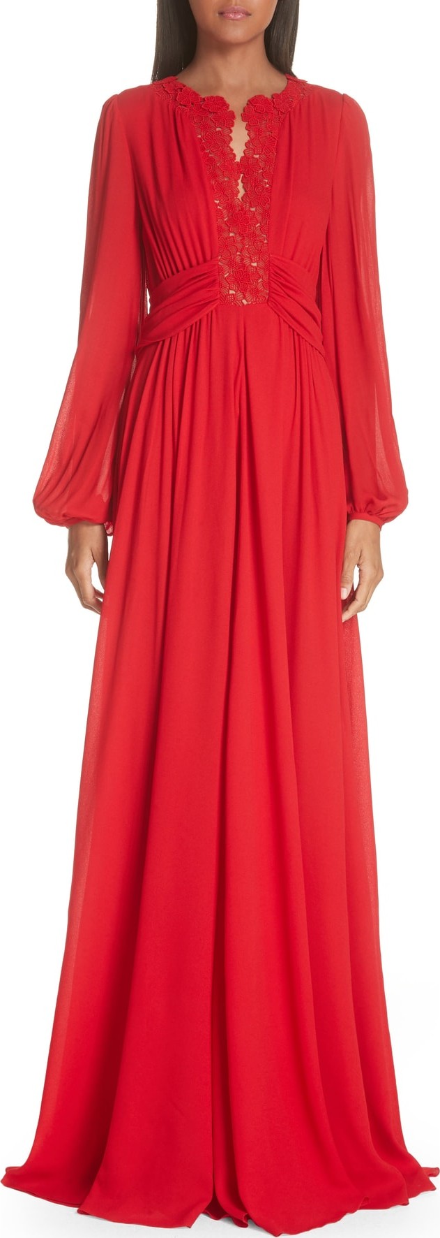 Giambattista Valli Lace Trim A-Line Gown