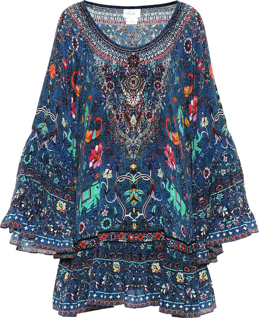 Camilla Embellished printed silk dress