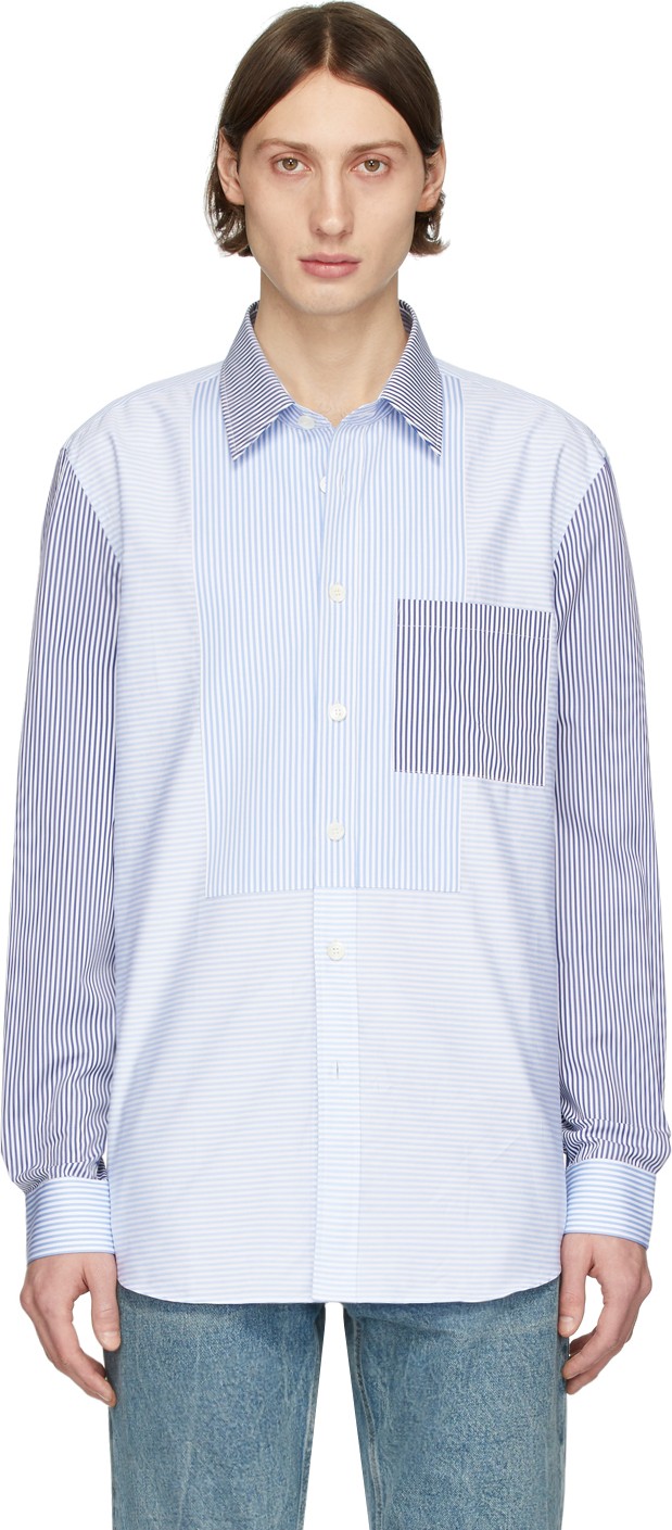 Burberry London England Blue Striped Chelmsford Shirt