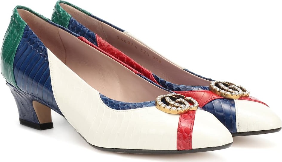 Gucci Embellished snakeskin pumps