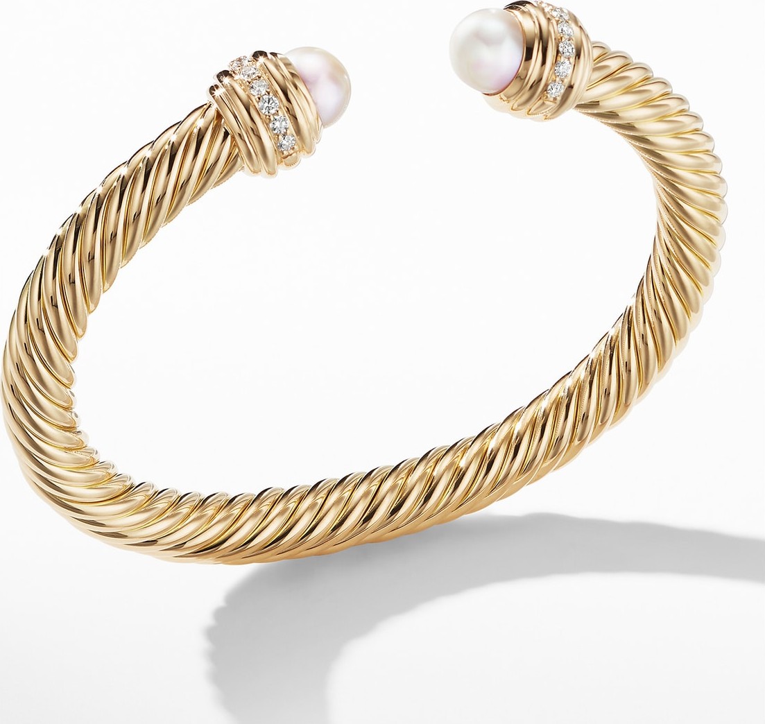 David Yurman Cable Bracelet in 18K Gold with Diamonds