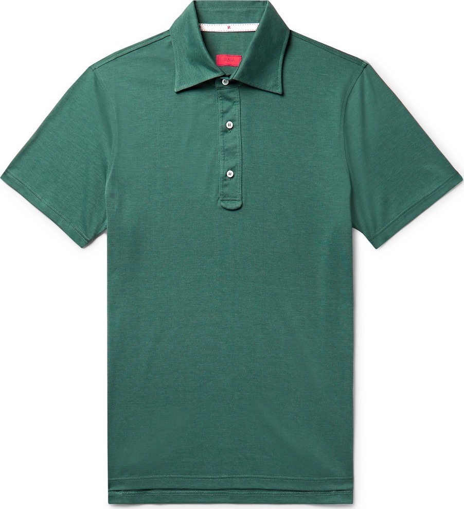 Isaia Silk and Cotton-Blend Jersey Polo Shirt
