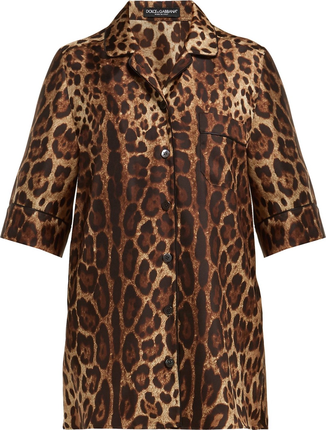 Dolce & Gabbana Leopard-print silk-twill pyjama top