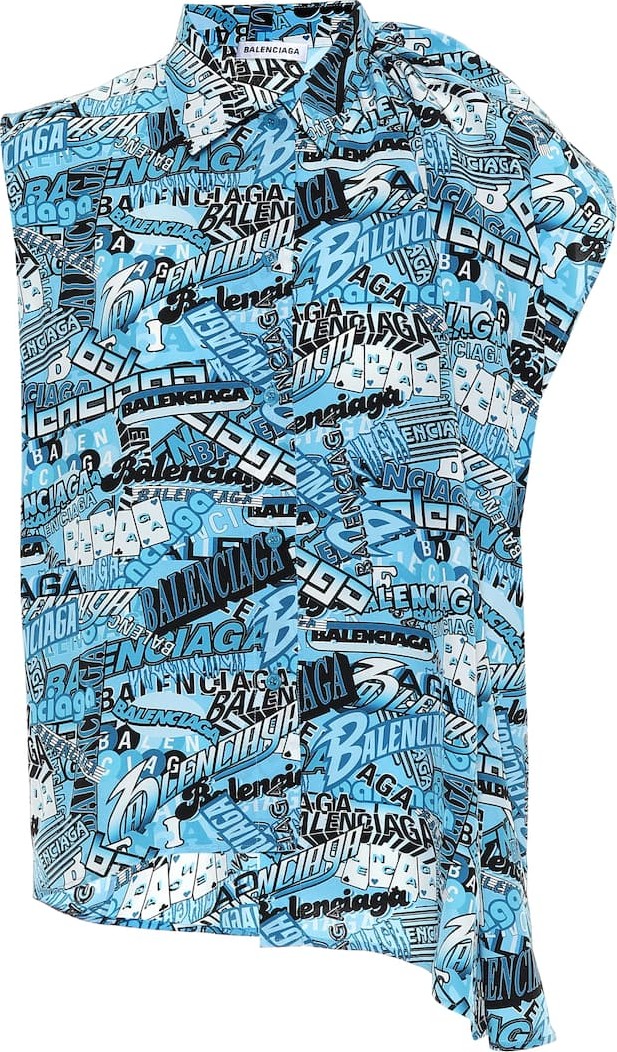 Balenciaga Logo silk crêpe top